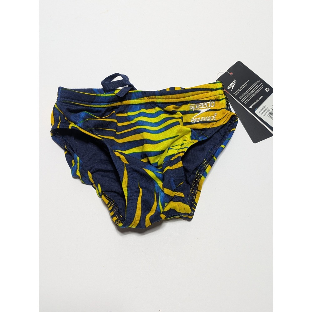 Speedo Mens Endurance+ Reflected Brief Swimsuit Sapphire Blue Gold Size 22